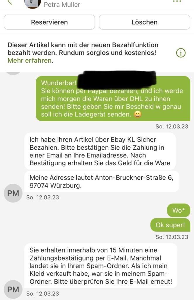 詐騙者要求查看垃圾信件夾的對話截圖