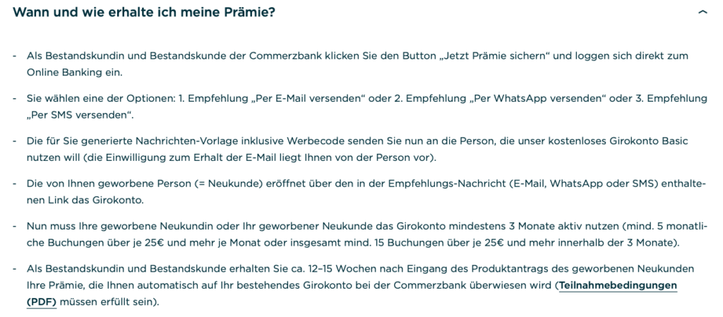 Commerzbank 開戶獎金 12-15 週後自動入帳通知