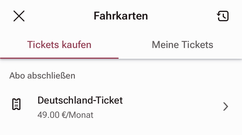 Freenow App 選擇 Deutschland-Ticket 選項