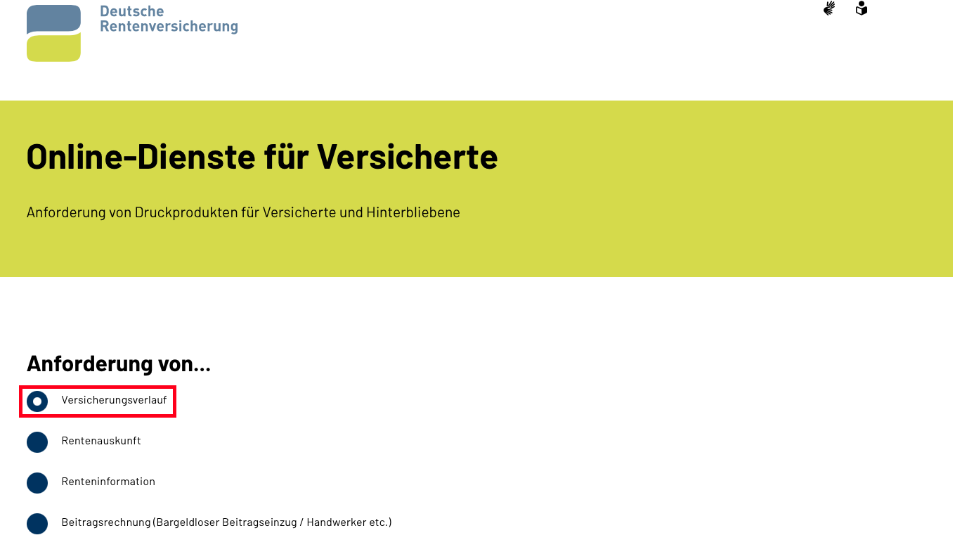 德國養老金網站選擇 Versicherungsverlauf 保險繳納紀錄
