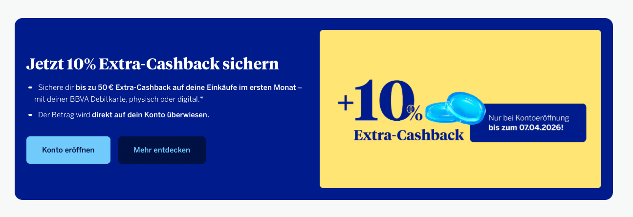 BBVA 10% 額外 Cashback 限時優惠至 2026 年 4 月 7 日
